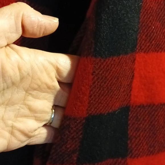 Flannel buffalo check plaid button down shacket pockets oversized small - Picture 8 of 10